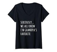 Mujer En Serio, Todos Sabemos Que Soy la Familia Divertida Favorita del Abuelo Camiseta Cuello V