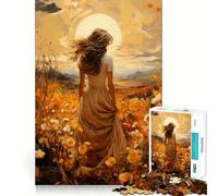 Mujer en un Campo de Flores Rompecabezas de 1000 Piezas para Adultos Divertido Juego de Memoria Requiere Habilidad para Cortar con precisión Actividad Relajante para Grupos en Interiores (38x26cm)