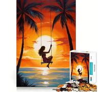 Mujer en un Columpio Rompecabezas de 1000 Piezas para Adultos Entrenamiento Mental Divertido Corte de precisión Bordes Lisos Actividad Absorbente para Noches tranquilas (50x75cm)