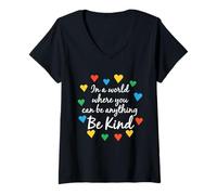 Mujer En un Mundo Donde Puedes ser Cualquier Cosa, sé Amable Autismo Camiseta Cuello V