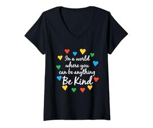 Mujer En un Mundo Donde Puedes ser Cualquier Cosa, sé Amable Autismo Camiseta Cuello V