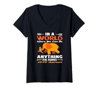 Mujer En un Mundo Donde Puedes ser Cualquier Cosa, sé Amable TDAH Elefante Camiseta Cuello V