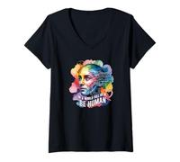 Mujer En Un Mundo Lleno De IA, Sé Humano Diseño De IA Inspirador Camiseta Cuello V