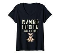 Mujer En un mundo lleno de pieles Atrévete a ser un entusiasta de los gatos desnudos Felino Camiseta Cuello V