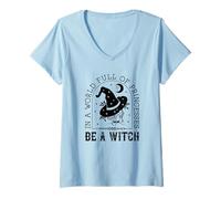 Mujer En un Mundo Lleno de Princesas sé una Bruja Lindo Halloween Camiseta Cuello V