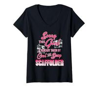 Mujer Enamorada De Un Trabajador Andamio Divertido Camiseta Cuello V