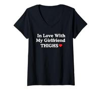 Mujer Enamorado de los Muslos de mi Novia Muslos Gruesos románticos Camiseta Cuello V