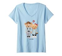 Mujer Enamorado Desde 2025 Pareja Pareja relación Amor Oso Camiseta Cuello V