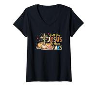 Mujer Enamorarse de Jesús Que Nunca se va Camiseta Cuello V