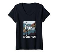Mujer Encantador Castillo Neuschwanstein Paisaje Arte München Camiseta Cuello V