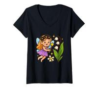 Mujer Encantamiento de Hadas caprichoso Flor Linda Camiseta Cuello V