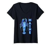 Mujer Encanto costero del océano con langosta azul de Maine Camiseta Cuello V