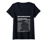 Mujer Encarnacion Datos de Nutrición Nombre Gracioso Camiseta Cuello V