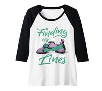 Mujer Encontrar mis líneas Escalada Boulder Cita Ilustración Camiseta Manga Raglan