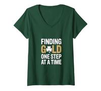 Mujer Encontrar Oro Paso a Paso Trébol irlandés Camiseta Cuello V