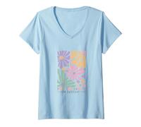 Mujer Encuentra la Belleza en la floración Floral inspiradora Diaria Retro Camiseta Cuello V