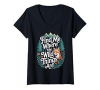 Mujer Encuéntrame Donde Comienza la Aventura Fox Forest Mountain Trip Camiseta Cuello V