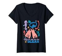 Mujer Encuéntrame en la Camiseta Ocean Boho Beach Vacation Snorkeling Camiseta Cuello V