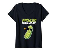 Mujer Encurtidos Turn Me On Pepinos Ensalada Pepinos Verduras Pick Camiseta Cuello V