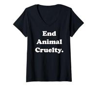 Mujer End Animal Cruelty Statement for Awareness Camiseta Cuello V