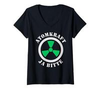Mujer Energía nuclear, sí, por favor, energía atómica Pro y verde limpio Camiseta Cuello V