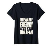 Mujer Energía Renovable Gran Ventilador Ambientalista Ecológico Broma Camiseta Cuello V