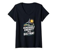 Mujer ¿Energía renovable? Soy un Gran Fan Wind Sun Camiseta Cuello V