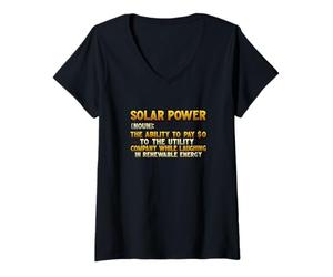 Mujer Energía Solar Sustantivo Gracioso Definición Energía Renovable Camiseta Cuello V