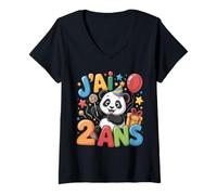 Mujer Enfant Panda Enfant 2nd Anniversaire Garcon Fille Panda Camiseta Cuello V