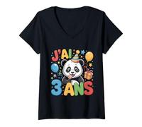 Mujer Enfant Panda Enfant 3ans Anniversaire Garcon Fille Panda Camiseta Cuello V