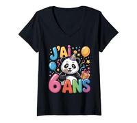 Mujer Enfant Panda Enfant 6ans Anniversaire Garcon Fille Panda Camiseta Cuello V