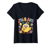Mujer Enfant poulette Enfant 8ans Anniversaire Fille pollo Camiseta Cuello V
