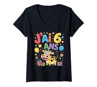 Mujer Enfant vache Enfant 6ans Anniversaire Garcon Fille Cow Camiseta Cuello V