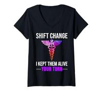 Mujer Enfermera correccional de Cambio de Turno de enfermería forense Camiseta Cuello V