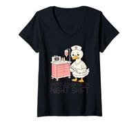 Mujer Enfermera Crash out Humor RN Enfermería Turno Nocturno Agotado Camiseta Cuello V