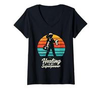 Mujer Enfermera de Cuidado de heridas La curación es mi Superpoder de enfermería WOCN Camiseta Cuello V