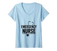 Mujer Enfermera de Emergencia Línea de latidos del corazón Vida Divertida de la Camiseta Cuello V