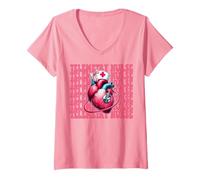 Mujer Enfermera de telemetría Enfermera Cardiaca VICU UCI Cardiología Niña Camiseta Cuello V
