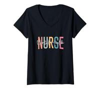 Mujer Enfermera divertida de salud mental Enfermera psiquiátrica Enfermera psiquiátrica Camiseta Cuello V