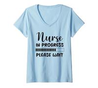 Mujer Enfermera En Progreso Divertido Futuro Enfermera Escuela Estudiante Médico Camiseta Cuello V