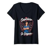 Mujer Enfermera Héroe Sin Capa - Gráfico Inspirador Camiseta Cuello V
