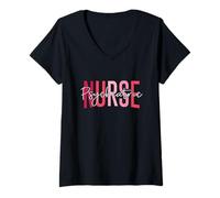 Mujer Enfermera psiquiátrica divertida Enfermera de salud mental Enfermera de psicología Camiseta Cuello V