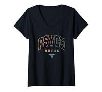 Mujer Enfermera psiquiátrica divertida Enfermera de salud mental Enfermera de psicología Camiseta Cuello V