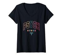 Mujer Enfermera psiquiátrica divertida Enfermera de salud mental Enfermera de psicología Camiseta Cuello V