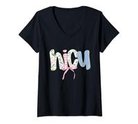 Mujer Enfermería NICU Cuidados Intensivos Neonatales Enfermera Practicante Camiseta Cuello V