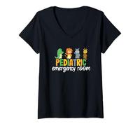 Mujer Enfermería pediátrica ER Enfermera Sala de emergencias pediátricas Camiseta Cuello V