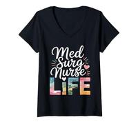 Mujer Enfermería quirúrgica médica RN Med Surg Nurse Camiseta Cuello V
