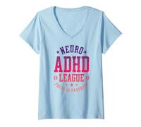 Mujer Enfoque de la Liga Neuro TDAH en Progreso Vintage Camiseta Cuello V