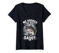 Mujer Enganchamos a The Best Daddy Funny Fishing Dad Camiseta Cuello V