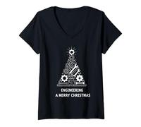 Mujer Engineering A Merry Christmas, Divertida Herramienta navideña para Ingenieros Camiseta Cuello V